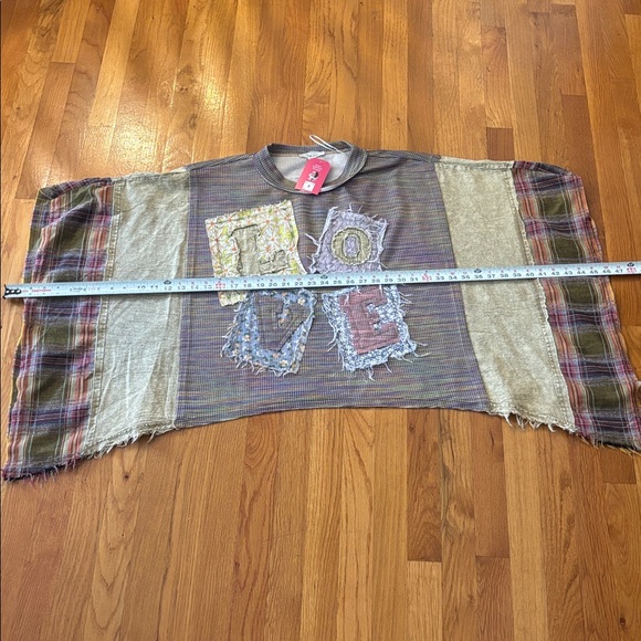 Oli Hali New Colorful Patchwork LOVE Poncho Top - Picture 5 of 6